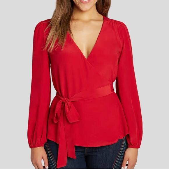 NWT ModCloth Womens Wrap Top Size S Red Blouse Classic Chic Boho - Picture 4 of 11